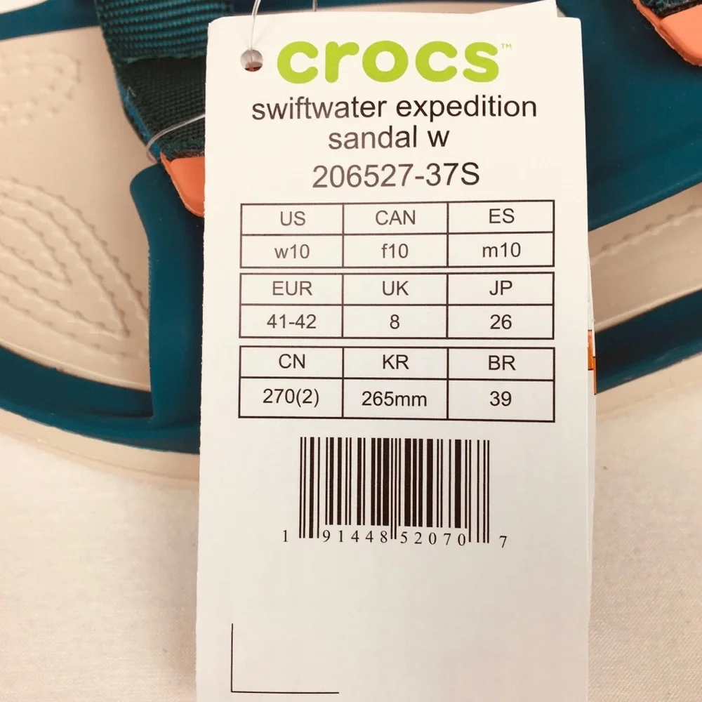 Crocs Swiftwater Expedition Sport comfortable Sandals Teal Women’s Sz 10 new - Picture 6 of 6